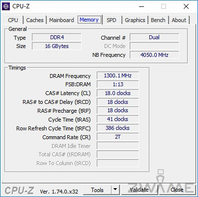 CPUZ RAM 150 2600